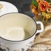 imageCAROTE 5QT Cast Iron Dutch Oven Pot with Lid Enameled Floral Dutch Ovens with Gift Box Cast Iron Pot for Sourdough Bread Baking Braising Stews Roasting Dual Handles Healthy ampamp NonToxic All Stovetop Compatible Oven Safe up to 500 F WhiteWhite Bird  Floral