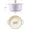 imageCAROTE 5QT Enameled Cast Iron Dutch Oven Pot with Lid HeavyDuty Dutch Ovens for Sourdough Bread Baking Braising Roasting Dual Handles Healthy ampamp NonToxic All Stovetop Compatible Oven Safe up to 500 F Macaron PinkMacaron Purple
