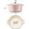 imageCAROTE 5QT Enameled Cast Iron Dutch Oven Pot with Lid HeavyDuty Dutch Ovens for Sourdough Bread Baking Braising Roasting Dual Handles Healthy ampamp NonToxic All Stovetop Compatible Oven Safe up to 500 F Macaron PinkMacaron Pink