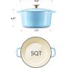 imageCAROTE 5QT Enameled Cast Iron Dutch Oven Pot with Lid HeavyDuty Dutch Ovens for Sourdough Bread Baking Braising Roasting Dual Handles Healthy ampamp NonToxic All Stovetop Compatible Oven Safe up to 500 F Macaron PinkMacaron Blue