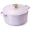 imageCAROTE 5QT Enameled Cast Iron Dutch Oven Pot with Lid HeavyDuty Dutch Ovens for Sourdough Bread Baking Braising Roasting Dual Handles Healthy ampamp NonToxic All Stovetop Compatible Oven Safe up to 500 F Macaron PinkMacaron Purple