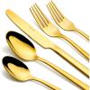 imageCAROTE Minimalism 20 Piece Silverware Set Flatware Sets for 4 1810 Stainless Steel Utensil Set with Spoons and Forks Mirror Finish Cutlery Set for Home and Kitchen Dishwasher Safe BlackGold