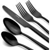 imageCAROTE Minimalism 20 Piece Silverware Set Flatware Sets for 4 1810 Stainless Steel Utensil Set with Spoons and Forks Mirror Finish Cutlery Set for Home and Kitchen Dishwasher Safe BlackBlack