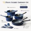 imageCAROTE Ceramic Cookware Set Pots and Pans Set Non stick 17Piece Induction Cookware Non toxic Healthy Non Stick Kitchen Cooking Set with Frying Pans SetLarge Capacity Soup PotMauve PinkBlue