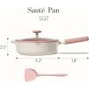imageCAROTE 11 Inch Nonstick Deep Frying Pan with Lid 5 Qt Chef Saute Pan with Pour Spout Skillet Induction Cookware Non Stick Cooking Pan Kitchen Pan Healthy amp PFOAPFAS Free Includes Spatula Pink