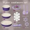 imageCAROTE 11pcs Ceramic Cookware Set Pots and Pans Set Non stick Induction Kitchen Cookware with Removable Handle RV Dishwasher  Oven Safe RVCamping Cookware PFOA Free PurplePurple Flower
