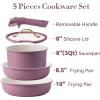 imageCAROTE 11pcs Ceramic Cookware Set Pots and Pans Set Non stick Induction Kitchen Cookware with Removable Handle RV Dishwasher  Oven Safe RVCamping Cookware PFOA Free PurpleMulticolor