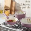 imageCAROTE 11pcs Ceramic Cookware Set Pots and Pans Set Non stick Induction Kitchen Cookware with Removable Handle RV Dishwasher  Oven Safe RVCamping Cookware PFOA Free PurpleLight Purple
