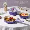 imageCAROTE 11pcs Ceramic Cookware Set Pots and Pans Set Non stick Induction Kitchen Cookware with Removable Handle RV Dishwasher  Oven Safe RVCamping Cookware PFOA Free PurplePurple Flower
