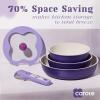 imageCAROTE 11pcs Ceramic Cookware Set Pots and Pans Set Non stick Induction Kitchen Cookware with Removable Handle RV Dishwasher  Oven Safe RVCamping Cookware PFOA Free PurplePurple Flower