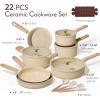 imageCAROTE 22Pcs Pots and Pans Set Non stick Ceramic Cookware Set Nontoxic Kitchen Cooking Set PFAS and PFOA FreeOatmeal