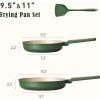 imageCAROTE 8 and 10 Nonstick Ceramic Frying Pans SkilletNonStick Fry Pan Egg Pan Omelet PansHealthy amp PFOAPFAS Free InductionCompatible Dishwasher Safe amp Includes Silicone SpatulaPinkGreen
