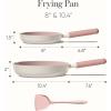 imageCAROTE 8 and 10 Nonstick Ceramic Frying Pans SkilletNonStick Fry Pan Egg Pan Omelet PansHealthy amp PFOAPFAS Free InductionCompatible Dishwasher Safe amp Includes Silicone SpatulaPinkPink