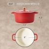 imageCAROTE Enameled Cast Iron Dutch Oven Pot with Lid 4 QT Dutch Ovens HeavyDuty Cast Iron Pot for Sourdough Bread Baking Braising Stews Roasting Healthy amp NonToxic Dual Handles All Stovetop Compatible Oven Safe up to 500 F Cream WhiteRed