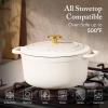 imageCAROTE Enameled Cast Iron Dutch Oven Pot with Lid 4 QT Dutch Ovens HeavyDuty Cast Iron Pot for Sourdough Bread Baking Braising Stews Roasting Healthy amp NonToxic Dual Handles All Stovetop Compatible Oven Safe up to 500 F Cream WhiteWhite