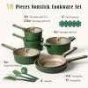 imageCAROTE Pots and Pans Set Non stick 18pcs NonStick Kitchen Set Induction Cookware Nontoxic Cooking Set DishwasherOven SafeCookware SetGreenGreen