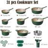 imageCAROTE Pots and Pans Set Non stick Cookware Set 31pcs NonStick Kitchen Set Induction Cookware Nontoxic Cooking Set GreenGreen
