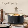 imageCAROTE Stock Pot with Lid 7Quart Ceramic Soup Pot Non Toxic Nonstick Cooking Pot for Pasta Induction Ready Even Heating Dishwasher Safe BlackBlack