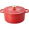 imageCAROTE Enameled Cast Iron Dutch Oven Pot with Lid 4 QT Dutch Ovens HeavyDuty Cast Iron Pot for Sourdough Bread Baking Braising Stews Roasting Healthy amp NonToxic Dual Handles All Stovetop Compatible Oven Safe up to 500 F Cream WhiteRed