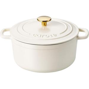imageCAROTE Enameled Cast Iron Dutch Oven Pot with Lid 4 QT Dutch Ovens HeavyDuty Cast Iron Pot for Sourdough Bread Baking Braising Stews Roasting Healthy amp NonToxic Dual Handles All Stovetop Compatible Oven Safe up to 500 F Cream WhiteWhite