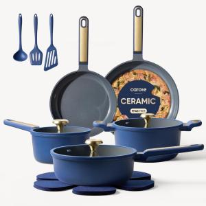 imageCAROTE Pots and Pans Set Non stick 18pcs NonStick Kitchen Set Induction Cookware Nontoxic Cooking Set DishwasherOven SafeCookware SetGreenBlue