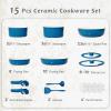 imageCAROTE 15Pcs Ceramic Cookware Set Pots and Pans Set Non stick Non Toxic Cookware Detachable Handle Induction Cookware DishwasherOven Safe RVCamping PFAS Free BlueampGoldBlue