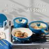imageCAROTE 15Pcs Ceramic Cookware Set Pots and Pans Set Non stick Non Toxic Cookware Detachable Handle Induction Cookware DishwasherOven Safe RVCamping PFAS Free BlueampGoldBlue