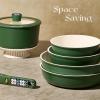 imageCAROTE 19Pcs Ceramic Cookware Set Pots and Pans Set Non stick Non Toxic Cookware Detachable Handle Kitchen Cooking Set  Induction Cookware DishwasherOven Safe PFAS Free ChocolateGreen