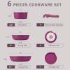 imageCAROTE 21pcs Pots and Pans Set Nonstick Cookware Set Detachable Handle Induction Kitchen Cookware Sets Non Stick with Removable Handle RV Cookware Set Oven Safe BrownGold Ultra Violet