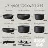 imageCAROTE 21pcs Pots and Pans Set Nonstick Cookware Set Detachable Handle Induction Kitchen Cookware Sets Non Stick with Removable Handle RV Cookware Set Oven Safe BrownMidnight Black
