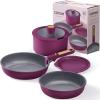 imageCAROTE 21pcs Pots and Pans Set Nonstick Cookware Set Detachable Handle Induction Kitchen Cookware Sets Non Stick with Removable Handle RV Cookware Set Oven Safe BrownGold Ultra Violet