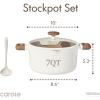 imageCAROTE Stock Pot with Lid 7Quart Ceramic Soup Pot Non Toxic Nonstick Cooking Pot for Pasta Induction Ready Even Heating Dishwasher Safe WhiteWhite