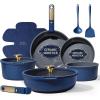 imageCAROTE 15Pcs Ceramic Cookware Set Pots and Pans Set Non stick Kitchen Cooking Set with Detachable Handle Non Toxic Induction Cookware DishwasherOven Safe PFAS Free BlackampGoldBlue