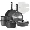 imageCAROTE 21pcs Pots and Pans Set Nonstick Cookware Set Detachable Handle Induction Kitchen Cookware Sets Non Stick with Removable Handle RV Cookware Set Oven Safe BrownMidnight Black