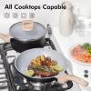 imageCAROTE 21 PCS Ceramic Cookware Set Pots and Pans Set Non Stick Pot and Pan Set with Frying Pan Induction Ready Cooking Set for Kitchen PFOSPFOAPFAS Free BrownBlack