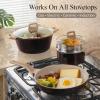 imageCAROTE 21 PCS Ceramic Cookware Set Pots and Pans Set Non Stick Pot and Pan Set with Frying Pan Induction Ready Cooking Set for Kitchen PFOSPFOAPFAS Free BrownBrown