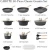 imageCAROTE 21 PCS Ceramic Cookware Set Pots and Pans Set Non Stick Pot and Pan Set with Frying Pan Induction Ready Cooking Set for Kitchen PFOSPFOAPFAS Free BrownClassic Black
