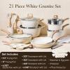 imageCAROTE 21 PCS Ceramic Cookware Set Pots and Pans Set Non Stick Pot and Pan Set with Frying Pan Induction Ready Cooking Set for Kitchen PFOSPFOAPFAS Free BrownCream White