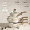 imageCAROTE 21 PCS Ceramic Cookware Set Pots and Pans Set Non Stick Pot and Pan Set with Frying Pan Induction Ready Cooking Set for Kitchen PFOSPFOAPFAS Free BrownCream White