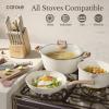 imageCAROTE 21 PCS Ceramic Cookware Set Pots and Pans Set Non Stick Pot and Pan Set with Frying Pan Induction Ready Cooking Set for Kitchen PFOSPFOAPFAS Free BrownCream White