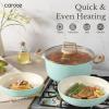 imageCAROTE 21 PCS Ceramic Cookware Set Pots and Pans Set Non Stick Pot and Pan Set with Frying Pan Induction Ready Cooking Set for Kitchen PFOSPFOAPFAS Free BrownBlue