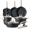 imageCAROTE 21 PCS Ceramic Cookware Set Pots and Pans Set Non Stick Pot and Pan Set with Frying Pan Induction Ready Cooking Set for Kitchen PFOSPFOAPFAS Free BrownClassic Black