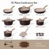 imageCAROTE 21 PCS Ceramic Cookware Set Pots and Pans Set Non Stick Pot and Pan Set with Frying Pan Induction Ready Cooking Set for Kitchen PFOSPFOAPFAS Free BrownBrown