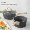 imageCAROTE 21 PCS Ceramic Cookware Set Pots and Pans Set Non Stick Pot and Pan Set with Frying Pan Induction Ready Cooking Set for Kitchen PFOSPFOAPFAS Free BrownClassic Black