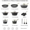 imageCAROTE 21 PCS Ceramic Cookware Set Pots and Pans Set Non Stick Pot and Pan Set with Frying Pan Induction Ready Cooking Set for Kitchen PFOSPFOAPFAS Free BrownClassic Black