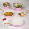 imageCAROTE 21 PCS Ceramic Cookware Set Pots and Pans Set Non Stick Pot and Pan Set with Frying pan Induction Ready Cooking Set for Kitchen PFOSPFOAPFAS Free PinkPink