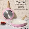 imageCAROTE 21 PCS Ceramic Cookware Set Pots and Pans Set Non Stick Pot and Pan Set with Frying pan Induction Ready Cooking Set for Kitchen PFOSPFOAPFAS Free PinkPink