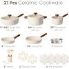 imageCAROTE 21pcs Cookware Set Nonstick Pots and Pans Set Ceramic Cookware Set Induction Cookware Non toxic Healthy Non Stick Kitchen Cooking Set PFAS PTFE FreeWhite