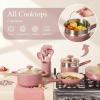 imageCAROTE 21pcs Cookware Set Nonstick Pots and Pans Set Ceramic Cookware Set Induction Cookware Non toxic Healthy Non Stick Kitchen Cooking Set PFAS PTFE FreePink