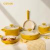 imageCAROTE 21pcs Cookware Set Nonstick Pots and Pans Set Ceramic Cookware Set Induction Cookware Non toxic Healthy Non Stick Kitchen Cooking Set PFAS PTFE FreeYellow